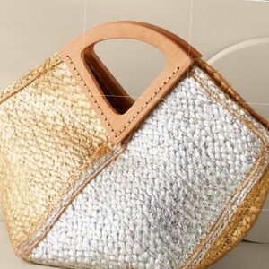 Shiraleah, nwt, JAZZ, mini tote, silver and gold.